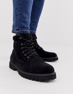 Черные ботинки на шнуровке из искусственной замши ASOS DESIGN-Черный