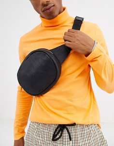 Черная кожаная сумка-кошелек на пояс ASOS DESIGN-Черный