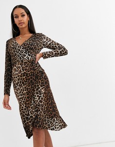 Платье с леопардовым принтом и оборками Lipsy-Мульти