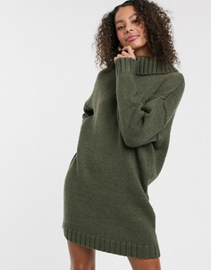 Платье мини с высоким воротником и открытой спиной ASOS DESIGN-Зеленый