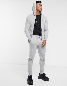 Обтягивающий спортивный костюм с худи на молнии ASOS DESIGN-Серый
