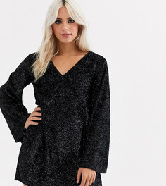 Свободное платье мини с расклешенными рукавами ASOS DESIGN Petite-Черный