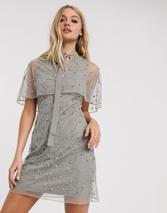 Платье-кейп с декоративной отделкой Frock & Frill-Серый