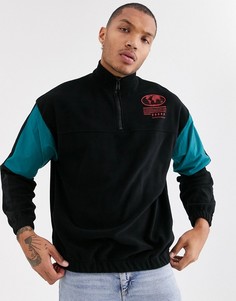 Черный флисовый свитшот с нейлоновыми вставками и принтом ASOS DESIGN