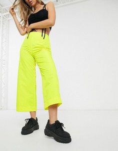 Ярко-желтые брюки с широкими штанинами ASOS DESIGN-Черный