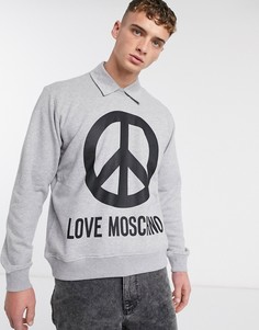 Свитшот с логотипом Love Moschino-Серый
