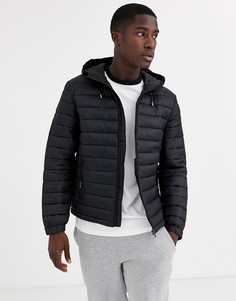 Черная стеганая куртка с капюшоном Celio-Черный