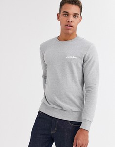 Серый свитшот с круглым вырезом и логотипом на груди Jack & Jones Originals