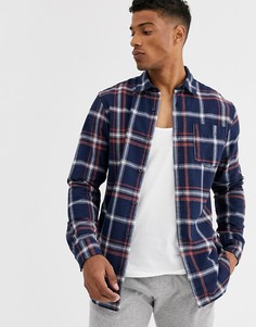 Темно-синяя рубашка в клетку Jack & Jones Originals-Темно-синий