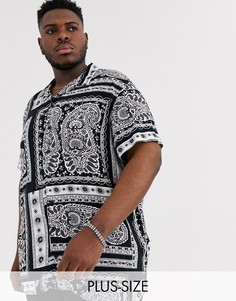 Черная рубашка с короткими рукавами, отложным воротником и принтом пейсли Jack & Jones Originals-Черный