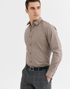Коричневая рубашка узкого кроя Jack & Jones Premium-Серый