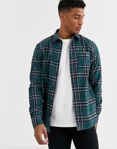 Зеленая рубашка из хлопка с начесом Jack & Jones Originals-Зеленый