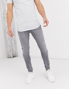 Светло-серые облегающие джинсы стретч Jack & Jones Intelligence-Серый