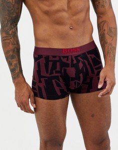 Бордовые боксеры-брифы с принтом BOSS bodywear-Красный