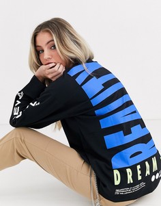 Oversize-лонгслив с логотипом ASOS DESIGN-Черный