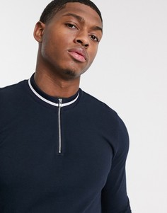 Темно-синий джемпер с высоким воротником Burton Menswear