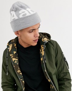 Серая шапка-бини с крупным логотипом AAPE By A Bathing Ape-Серый