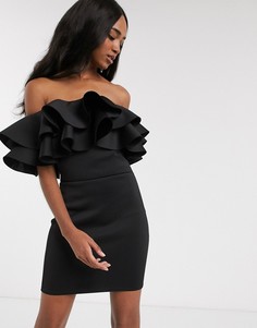 Эксклюзивное черное платье мини с открытыми плечами True Violet-Черный