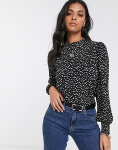 Плиссированный топ с объемными рукавами Vila-Черный