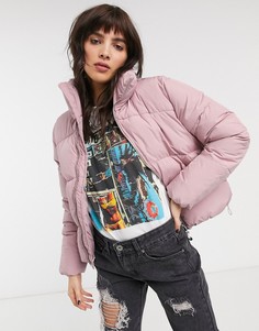 Розовая дутая куртка Bershka-Розовый