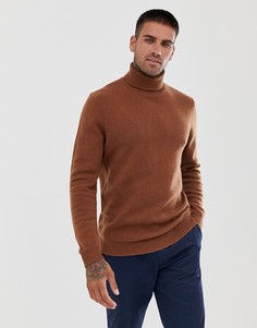 Джемпер из овечьей шерсти с отворачивающимся воротником ASOS DESIGN-Оранжевый