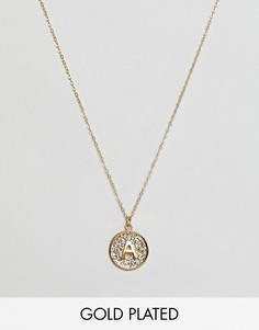 Позолоченное ожерелье с подвеской в виде буквы А Ottoman Hands-Золотой