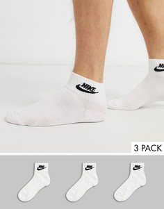 3 пары белых носков до щиколотки Nike Evry Essential-Белый