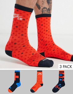 Набор из 3 пар красных носков Nike SB-Красный
