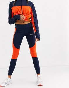 Леггинсы в стиле колор блок Nike Running-Мульти