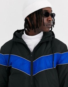 Черная ветровка с синими вставками ASOS DESIGN-Черный