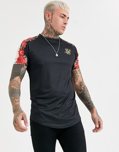 Обтягивающая футболка с цветочным принтом SikSilk-Черный