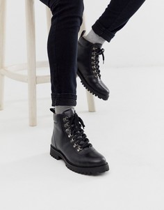 Кожаные походные ботинки черного цвета WALK London Sean-Черный