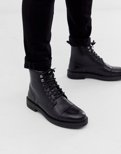 Черные кожаные ботинки WALK London-Черный