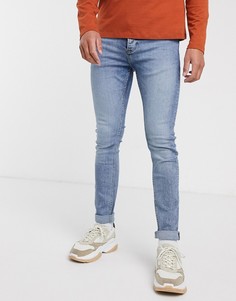 Синие выбеленные зауженные джинсы Topman-Синий