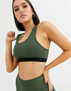 Спортивный бюстгальтер в рубчик ASOS 4505-Зеленый