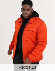 Оранжевая утепленная куртка с отделкой в стиле милитари ASOS DESIGN Plus-Оранжевый