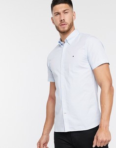 Рубашка узкого кроя с короткими рукавами и принтом Tommy Hilfiger-Синий