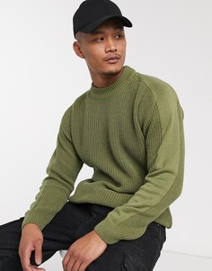 Ooversize-джемпер в рыбацком стиле цвета хаки с высоким воротником ASOS DESIGN-Зеленый