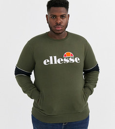 Зеленый свитшот большого размера со вставками на рукавах ellesse Plus Rigano эксклюзивно на ASOS
