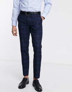 Синие брюки в клетку Moss London-Синий