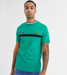 Зеленая полосатая футболка с воротом в рубчик ellesse Tall Lamora эксклюзивно для ASOS-Зеленый