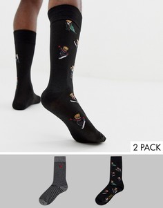 Набор из 2 пар носков (с медведями/ в полоску) Polo Ralph Lauren-Черный