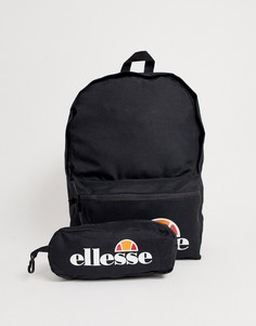 Черный рюкзак с логотипом и пенал ellesse Rolby