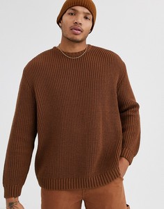 Коричневый oversize-джемпер в рубчик ASOS DESIGN