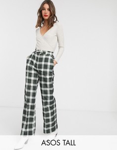 Джоггеры в клетку с широкими штанинами ASOS DESIGN Tall-Мульти