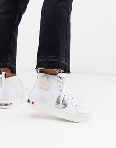 Высокие кроссовки на шнуровке Love Moschino-Серебряный