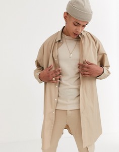 Светло-коричневая oversize-рубашка из поплина ASOS DESIGN-Светло-коричневый