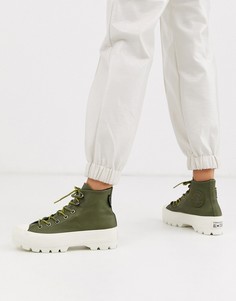 Высокие походные ботинки из кожи цвета хаки на массивной подошве Converse Goretex Chuck Taylor-Зеленый