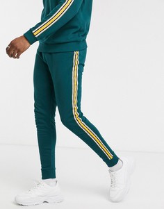 Сине-зеленые джоггеры скинни от комплекта с кантом ASOS DESIGN-Зеленый