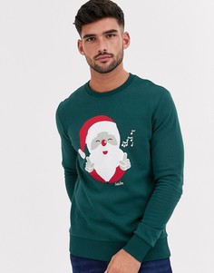 Зеленый свитшот с новогодним принтом Jack & Jones Originals
